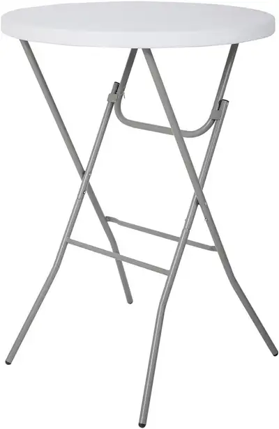 32" White Plastic Bar Height Folding Table, View more