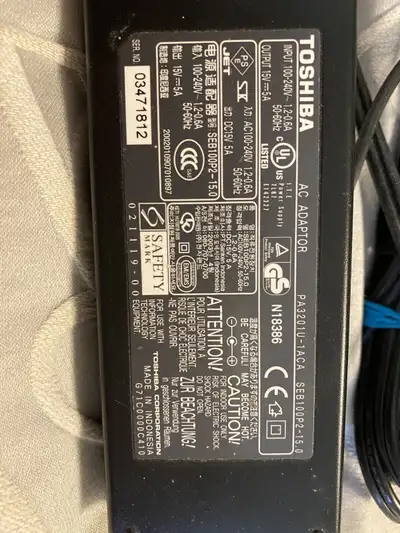 Toshiba power cord PA320 IU 1ACA, View more