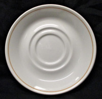 Steelite Simplicity White Double well Saucers, Brown Band Stripe