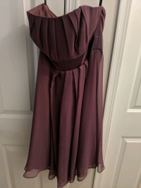 Purple strapless bridesmaid dress, size 6