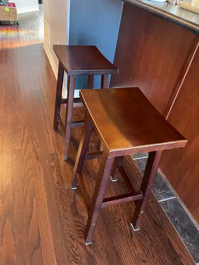 Pair of Stylish Wooden Stools, View more