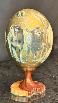 Hand Painted and signed Sherry Rowe Decorative Ostrich Egg
