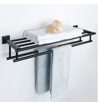 28 Inch Bathroom Shelf with Dual Towel Bars
