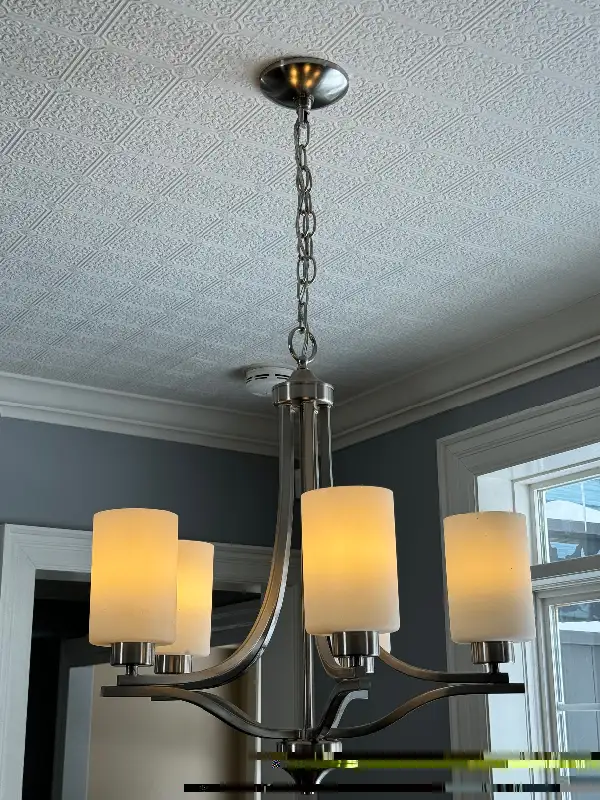 Dinning Chandelier Lighting Fixture 5 LED Dimming Bulbs brushed in Indoor Lighting & Fans in Barrie - Image 7