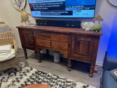 large teak wood hutch/buffet/console, View more