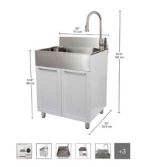 28” Laundry sink and Cabinet with stainless steel sink and fauce