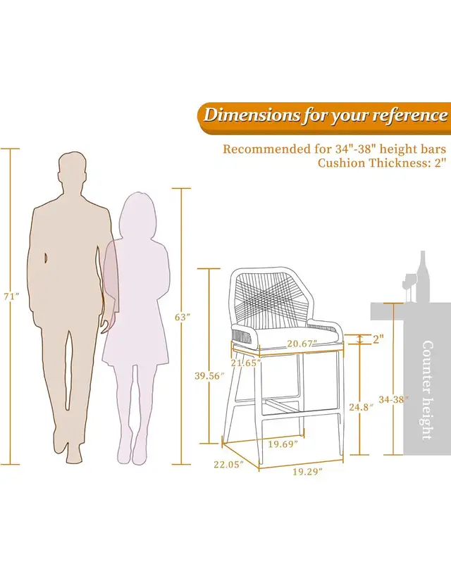 PURPLE LEAF Patio Counter Height Aluminum Frame Chair Set of 2 B in Patio & Garden Furniture in Hamilton - Image 3
