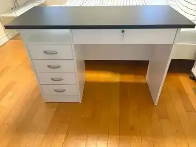 New writing desk with lock and 5 drawers, View more