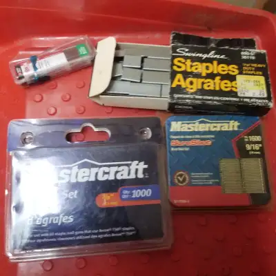 Offering a variety of staplers for your fastening needs! This lot includes Mastercraft Sure Shot sta...