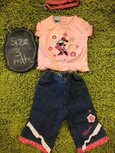 Cute girls Disney Minnie Mouse pants and top set - 3 mths, View more