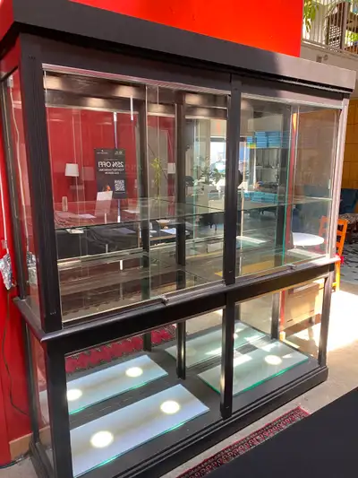 Dark Wood / Glass / Mirrored Display Cabinet, View more