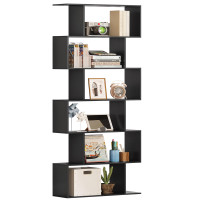 New Function Home 6-Tier Bookshelf, Wooden S-Shaped