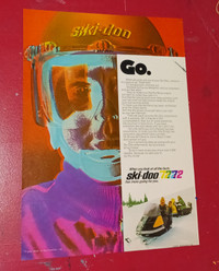 CLASSIC 1972 SKI-DOO SNOWMOBILE VINTAGE CANADIAN AD - AFFICHE