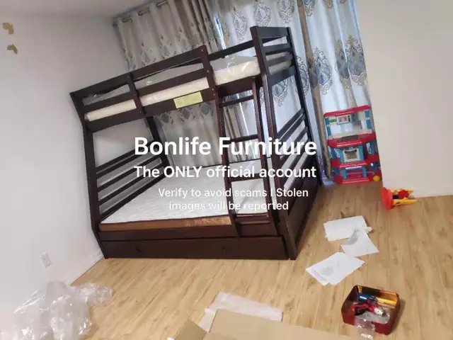 kids bunkbed solid wood bunkbed with drawers on sale  in Beds & Mattresses in Oshawa / Durham Region - Image 2