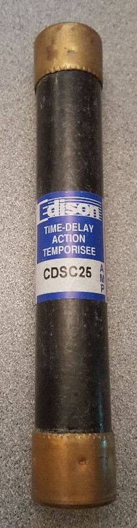 FUSIBLE FUSE TIME DELAY TYPE D, N29, 25 AMP 600V, NEUF CDSC25