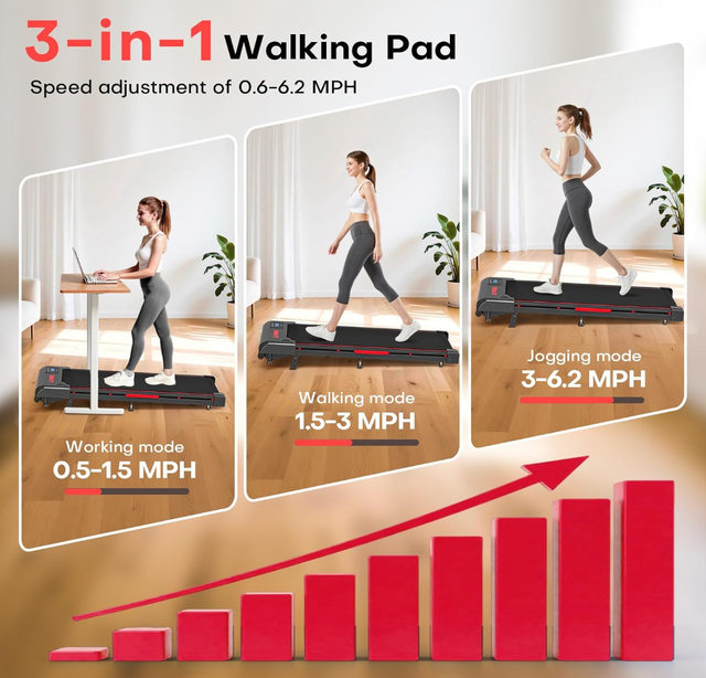3 in 1 Walking Pad Treadmill 9% Incline in Exercise Equipment in Edmonton - Image 3
