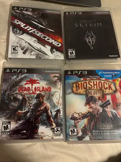 $10 each Split/Second Skyrim Dead Island Bioshock Infinite Assssin's Creed Revelations $5 PlayStatio...