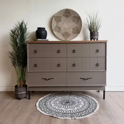 Beautiful earthy toned dresser and tall boy. Delivery avail, View more