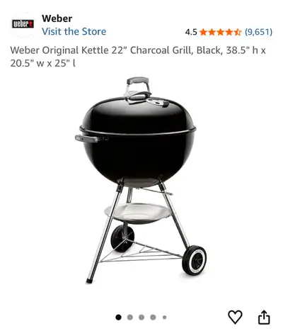 Brand new; used one season only; comes with a free bag of charcoal. Pick up only