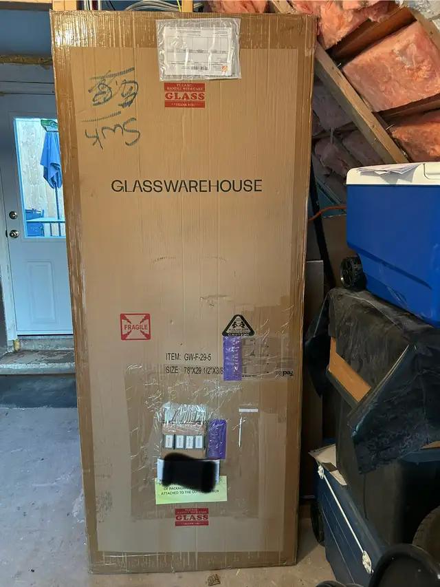 Glass Frameless Shower Door in Matte black (still in box)62863274074883122