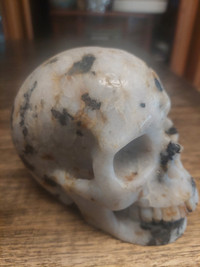 Large black tourmaline crystal skull