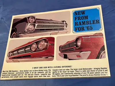 1965 Rambler Mini Brochure 7-3/4" X 10-1/4" Ambassador 990 Convertible Ambassador 990 2-Door Hardtop...