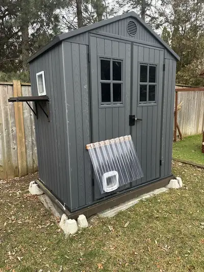 Keter Darwin 6×4 Outdoor Shed – Like New, Pet Door Included, View more