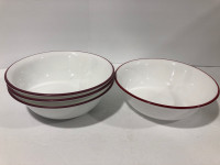 Corelle red rimmed bowls 