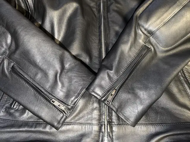 Men’s Black Heavy Duty Leather Jacket 3xl Cafe Racer in Men's in Edmonton - Image 5