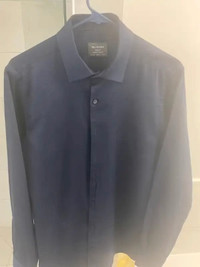 Men's Navy Blue Slim Dress Shirt - Size Medium