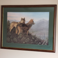 Framed Print: Wolves in Mountains