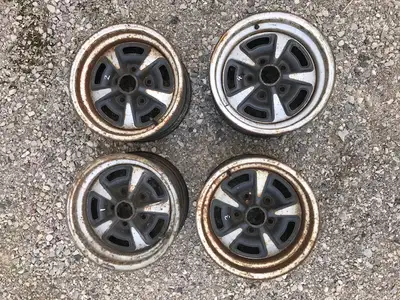 4 JS 14 X7" Firebird or Formula Rally Wheels-Dated 2 20, 5 18, 12 2, 12 2 $300 for all 4 (pick up on...