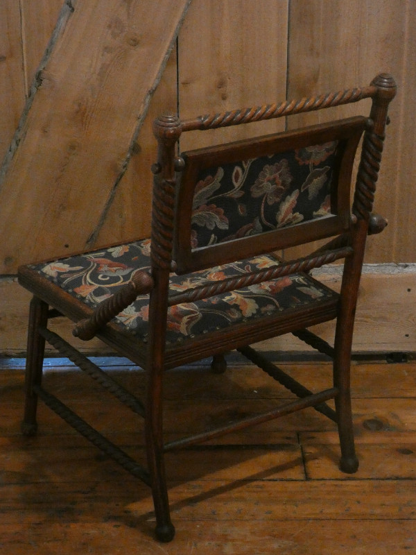 Low seat hand carved antique tapestry chair in Chairs & Recliners in St. Catharines - Image 4