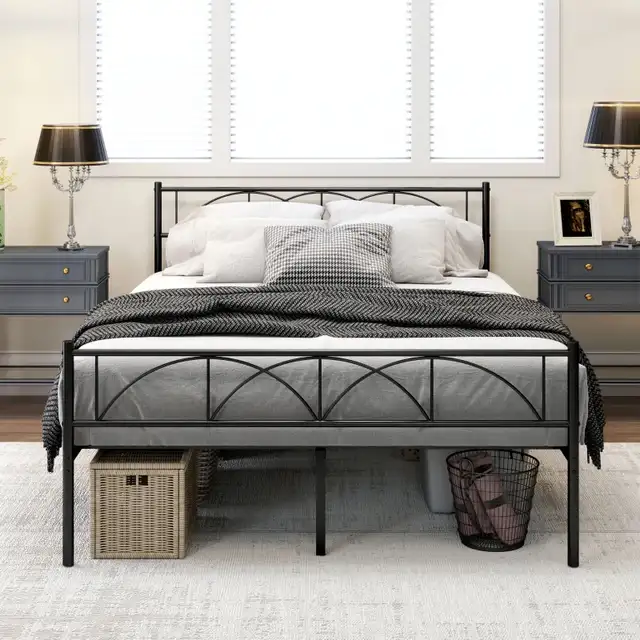 Steel slat Metal Full Platform Bed Frame with Headboard in Beds & Mattresses in Markham / York Region - Image 4