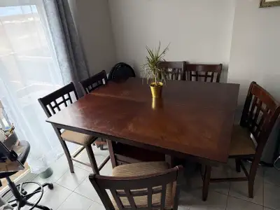 ✨ Solid Wood Dining Table + 6 Chairs, View more
