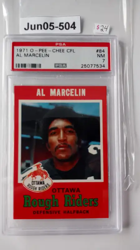 1971 O-PEE-CHEE CFL #84 AL MARCELIN PSA 7 NM Ottawa ROUGH RIDERS