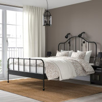 *Free Delivery / Ikea Double Black Metal Bed Frame - No Mattress