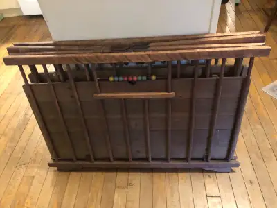 MCM Wooden PlayPen/Decor Piece With Wooden Balls On Two Sides 38”w x 38”l x 25 1/2”h Follow on insta...