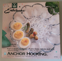 Brand New Anchor Hocking Entertainers 10" Glass Egg Plate