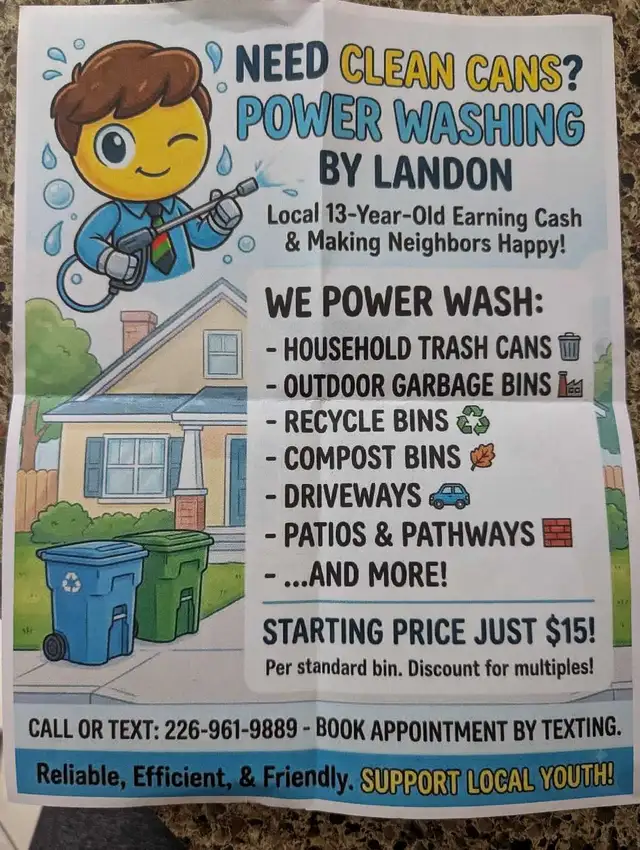 Got dirty trash bins or walkways? Support local youth!