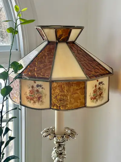 Moving- antique hand painted floor lamp - It was won at an , View more