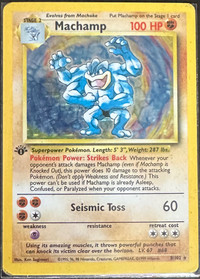1st Edition Machamp Holo Pokémon Card 8/102