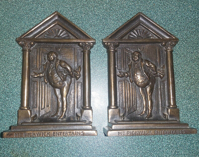 Charles Dickens Mr Pickwick England cast iron book ends in Arts & Collectibles in Red Deer