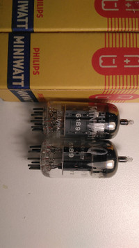 (2) Tubes électroniques PHILIPS Miniwatt SQ 12AU7 (6189) Tubes