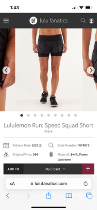 Lululemon Run: Speed Squad Short size 2 black