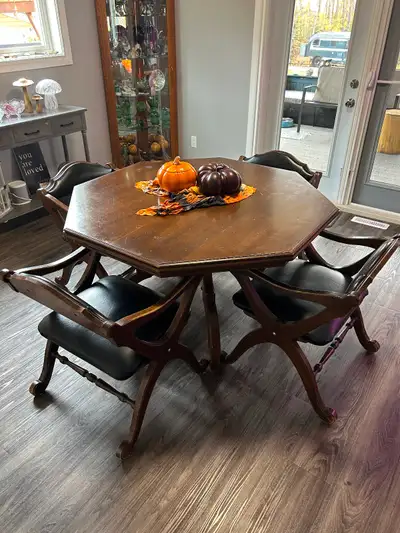 Vintage Octagonal Dining Table and Chairs, View more
