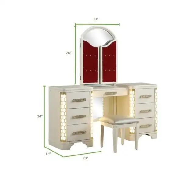 Jasmine Bedroom Vanity Table & Stool (PICK UP IN STORAGE) 62854393627522121