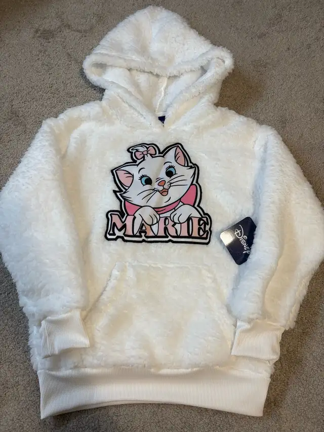 Disney Marie Cat White Faux Fur Hoodie