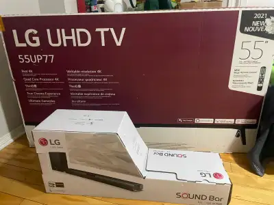 LG 55UP77 55" 4K UHD TV and LG SJ2 Soundbar, View more