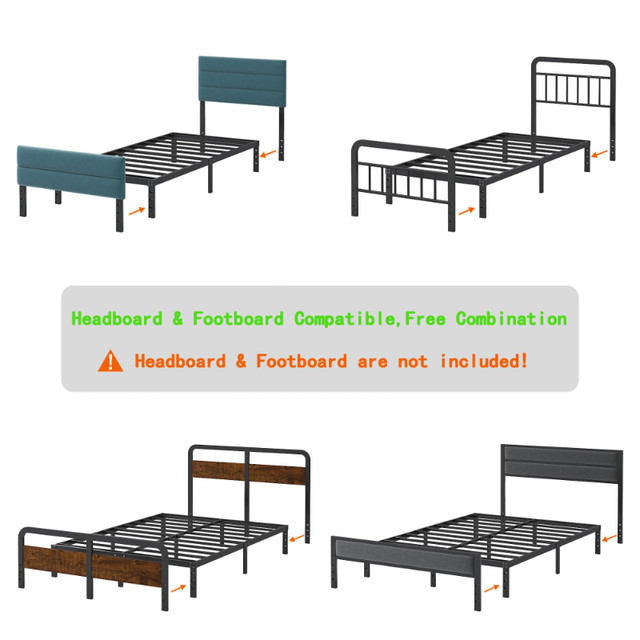 Cieemine 12" Twin/Single Size Metal Bed Frame Holds 2500lbs NEW in Beds & Mattresses in London - Image 4